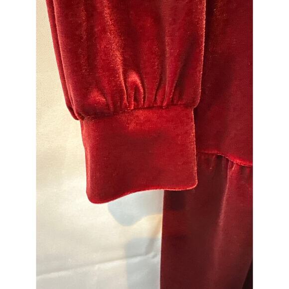 J Forks Designs 3 Tiered Burgundy Velour Dress Sz XL - Picture 3 of 5